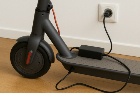 Trottinette avec un chargeur de batterie