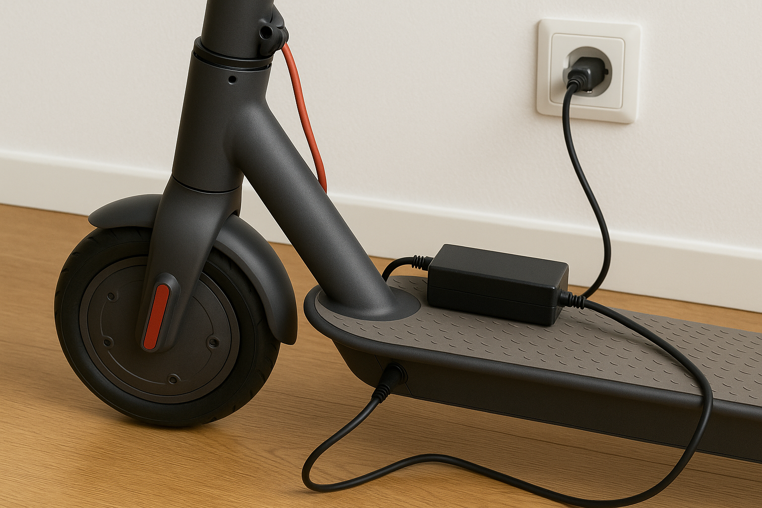 Trottinette avec un chargeur de batterie