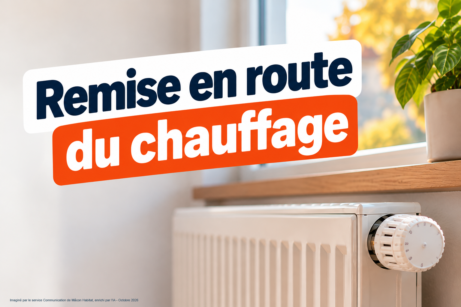 image de radiateur avec texte remis en route du chauffage